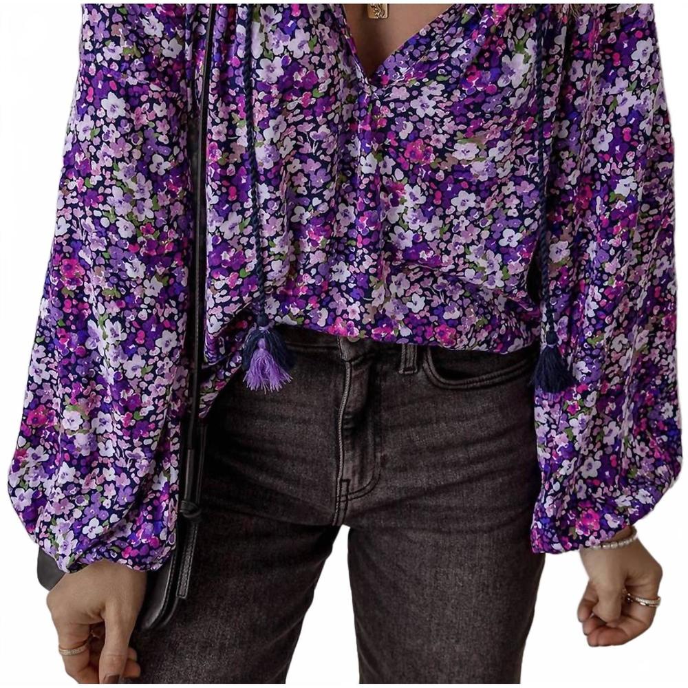 NEW FULL TIME PURCHASE boho flower blouse in purple